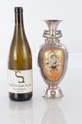 Lot 420 - A JAPANESE MEIJI PERIOD SHIBIYAMA AND SILVER VASE