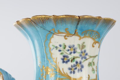 Lot 95 - A PAIR OF 19TH CENTURY FRENCH SEVRES TWO-HANDLED PORCELAIN VASES