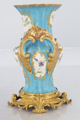 Lot 95 - A PAIR OF 19TH CENTURY FRENCH SEVRES TWO-HANDLED PORCELAIN VASES