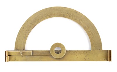 Lot 1006 - A 19TH CENTURY BRASS PROTRACTOR