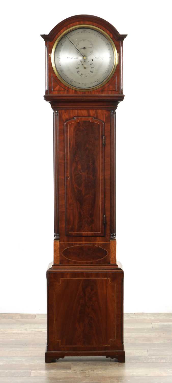Lot 1429 - MCFIRTH, STIRLING. A SCOTTISH FIGURED MAHOGANY REGULATOR LONGCASE CLOCK