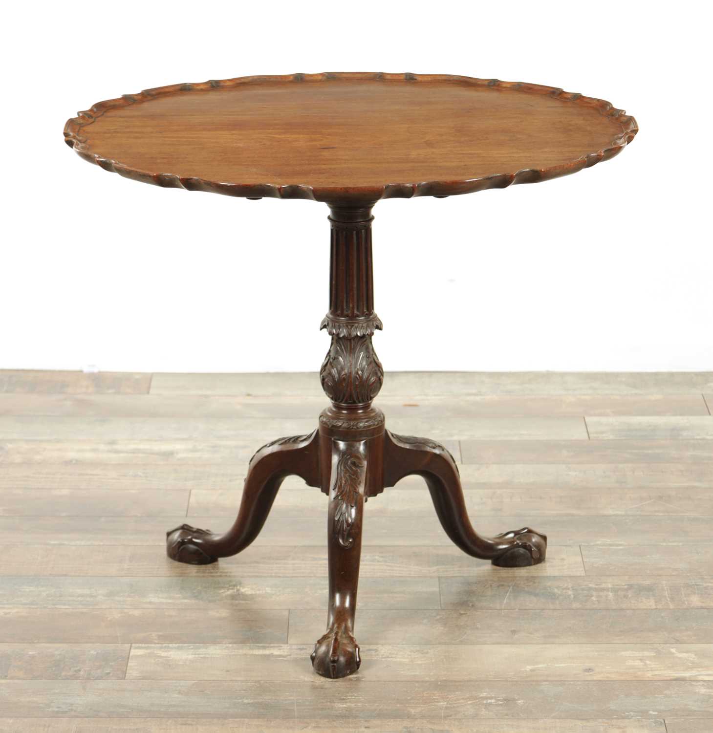 Lot 1626 - A FINE GEORGE III MAHOGANY CHIPPENDALE STYLE TILT-TOP TABLE