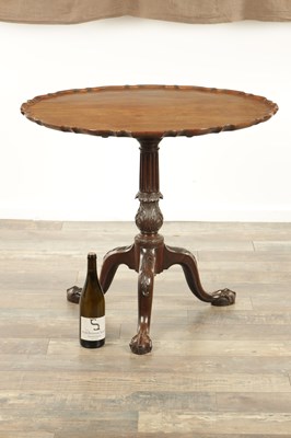 Lot 1626 - A FINE GEORGE III MAHOGANY CHIPPENDALE STYLE TILT-TOP TABLE