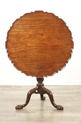 Lot 1626 - A FINE GEORGE III MAHOGANY CHIPPENDALE STYLE TILT-TOP TABLE