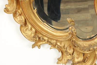 Lot 1606 - A GOOD PAIR OF 19TH CENTURY CARVED GILTWOOD HANGING MIRRORS