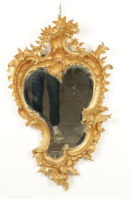 Lot 1606 - A GOOD PAIR OF 19TH CENTURY CARVED GILTWOOD HANGING MIRRORS