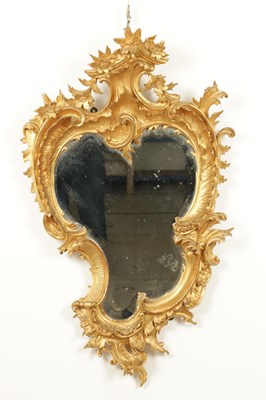 Lot 1606 - A GOOD PAIR OF 19TH CENTURY CARVED GILTWOOD HANGING MIRRORS