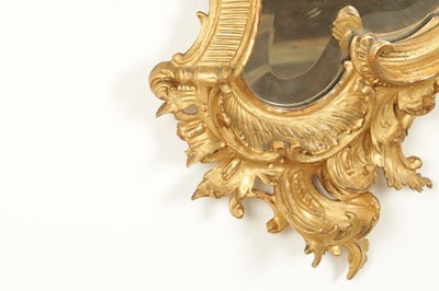 Lot 1606 - A GOOD PAIR OF 19TH CENTURY CARVED GILTWOOD HANGING MIRRORS
