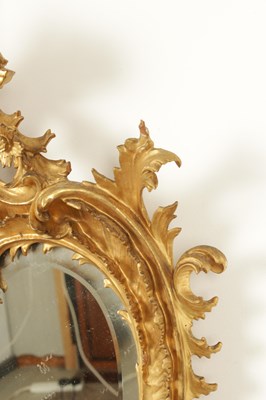 Lot 1606 - A GOOD PAIR OF 19TH CENTURY CARVED GILTWOOD HANGING MIRRORS