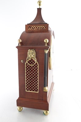 Lot 1493 - THOMAS SAUNDERS, LONDON. A GOOD GEORGE III THREE TRAIN INLAID MAHOGANY BRACKET CLOCK