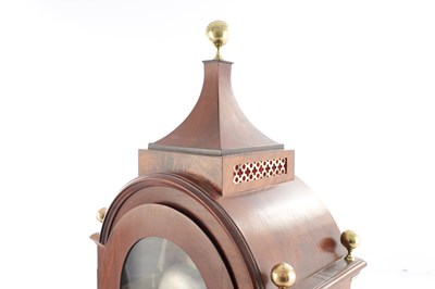 Lot 1493 - THOMAS SAUNDERS, LONDON. A GOOD GEORGE III THREE TRAIN INLAID MAHOGANY BRACKET CLOCK