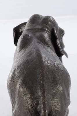 Lot 366 - A JAPANESE MEIJI PERIOD PATINATED BRONZE SCULPTURE OF AN ELEPHANT