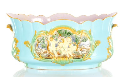 Lot 37 - A LARGE 19TH CENTURY MINTON MAJOLICA CERAMIC JARDINIERE