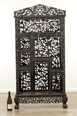 Lot 429 - A GOOD 19TH CENTURY CHINESE CARVED HARDWOOD OPEN DISPLAY CABINET