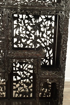 Lot 429 - A GOOD 19TH CENTURY CHINESE CARVED HARDWOOD OPEN DISPLAY CABINET