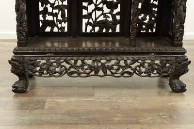 Lot 429 - A GOOD 19TH CENTURY CHINESE CARVED HARDWOOD OPEN DISPLAY CABINET