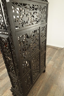 Lot 429 - A GOOD 19TH CENTURY CHINESE CARVED HARDWOOD OPEN DISPLAY CABINET