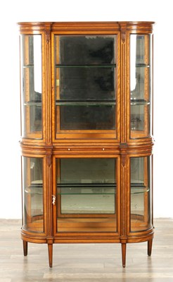 Lot 1663 - A GOOD EARLY 19TH CENTURY SATINWOOD AND MAHOGANY INLAID DISPLAY CABINET IN THE MANNER OF JOHN HOWARD AND SON