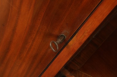 Lot 1629 - AN UNUSUAL GEORGE III CROSS-BANDED FLAMED MAHOGANY SERPENTINE FRONTED SIDE CABINET