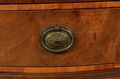 Lot 1629 - AN UNUSUAL GEORGE III CROSS-BANDED FLAMED MAHOGANY SERPENTINE FRONTED SIDE CABINET