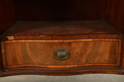 Lot 1629 - AN UNUSUAL GEORGE III CROSS-BANDED FLAMED MAHOGANY SERPENTINE FRONTED SIDE CABINET