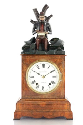 Lot 1494 - A RARE 19TH CENTURY BLACK FOREST AUTOMATION “DUMPLING EATER” MANTEL CLOCK