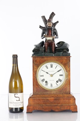 Lot 1494 - A RARE 19TH CENTURY BLACK FOREST AUTOMATION “DUMPLING EATER” MANTEL CLOCK