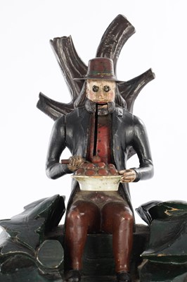 Lot 1494 - A RARE 19TH CENTURY BLACK FOREST AUTOMATION “DUMPLING EATER” MANTEL CLOCK