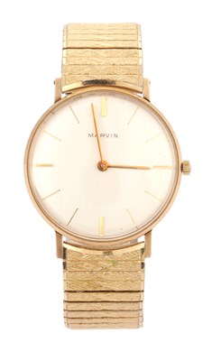 Lot 1272 - A GENTLEMAN’S VINTAGE 9CT GOLD MARVIN WRIST WATCH