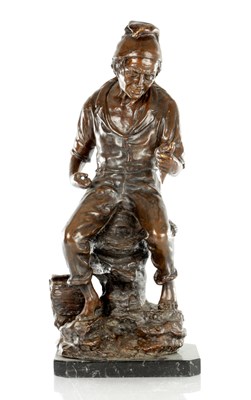 Lot 837 - VINCENZO CINQUE (1852-1929). BRONZE FIGURAL SCULPTURE OF A FISHERMAN