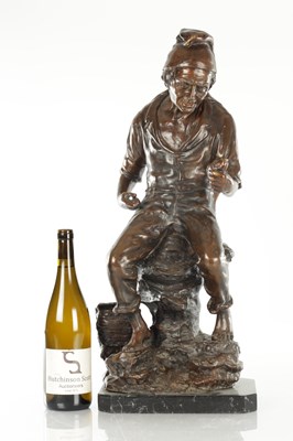 Lot 837 - VINCENZO CINQUE (1852-1929). BRONZE FIGURAL SCULPTURE OF A FISHERMAN