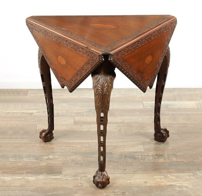 Lot 1604 - AN UNUSUAL 19TH CENTURY INLAID MAHOGANY IRISH ENVELOPE TABLE