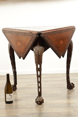 Lot 1604 - AN UNUSUAL 19TH CENTURY INLAID MAHOGANY IRISH ENVELOPE TABLE