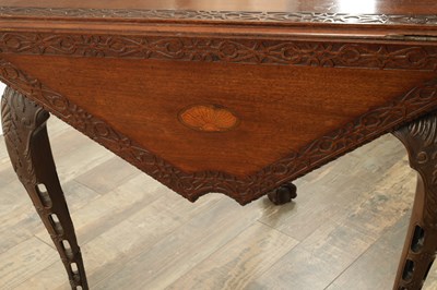 Lot 1604 - AN UNUSUAL 19TH CENTURY INLAID MAHOGANY IRISH ENVELOPE TABLE