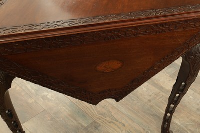 Lot 1604 - AN UNUSUAL 19TH CENTURY INLAID MAHOGANY IRISH ENVELOPE TABLE
