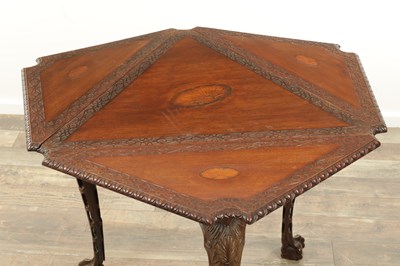 Lot 1604 - AN UNUSUAL 19TH CENTURY INLAID MAHOGANY IRISH ENVELOPE TABLE
