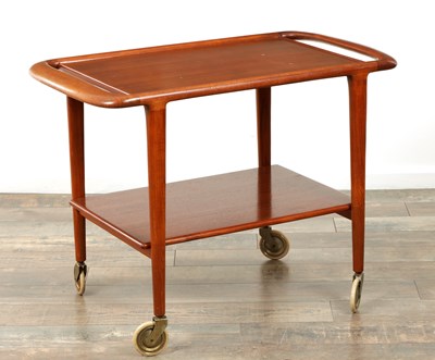 Lot 1712 - A 20TH CENTURY DANISH TEAK WOOD DRINKS TROLLEY BY NIELS MOLLER