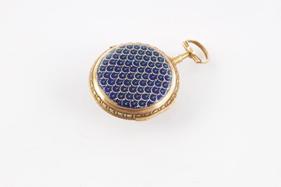 Lot 1305 - A LATE 18TH CENTURY FRENCH 18CT TWO-TONE GOLD AND ENAMEL VERGE POCKET WATCH