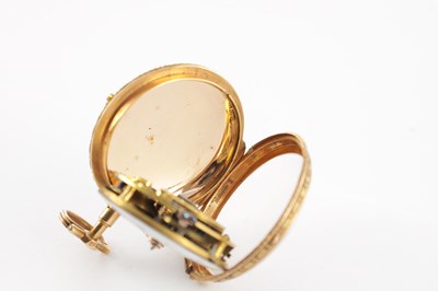 Lot 1305 - A LATE 18TH CENTURY FRENCH 18CT TWO-TONE GOLD AND ENAMEL VERGE POCKET WATCH