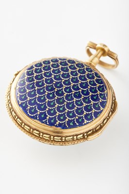 Lot 309 - A LATE 18TH CENTURY FRENCH 18CT TWO-TONE GOLD AND ENAMEL VERGE POCKET WATCH