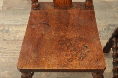 Lot 1590 - AN UNUSUAL PAIR OF ARTS AND CRAFTS OAK HALL CHAIRS