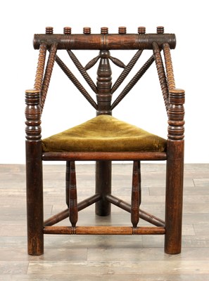 Lot 1728 - A 19TH CENTURY OAK TURNERS CHAIR