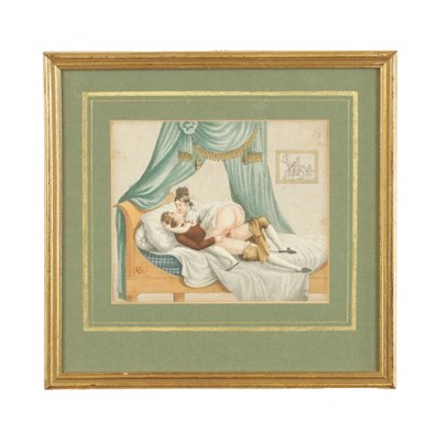Lot 1123 - A 19TH CENTURY COLOURED EROTIC PRINT FROM STUART