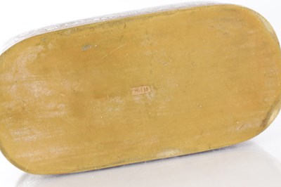 Lot 378 - A CHINESE GILT BRONZE AND CARVED JADE SNUFF BOX