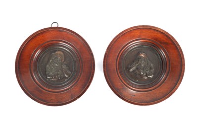Lot 823 - A PAIR OF 19TH CENTURY BRONZE HANGING PLAQUES