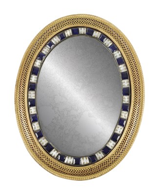 Lot 1661 - AN 19TH CENTURY IRISH OVAL SHAPED HANGING MIRROR