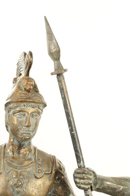 Lot 925 - A LARGE PAIR OF 20TH CENTURY BRONZE STATUES OF ROMAN SOLDIERS
