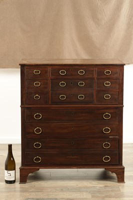 Lot 1594 - AN UNUSUAL LATE GEORGE III MAHOGANY DRESSING CHEST IN THE MANNER OF GILLOWS
