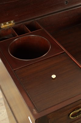 Lot 1594 - AN UNUSUAL LATE GEORGE III MAHOGANY DRESSING CHEST IN THE MANNER OF GILLOWS