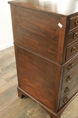 Lot 1594 - AN UNUSUAL LATE GEORGE III MAHOGANY DRESSING CHEST IN THE MANNER OF GILLOWS